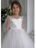 Ivory Lace Tulle Flower Girl Dress Baptism Dress